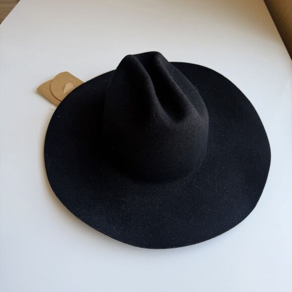 Lack Of Color Accessories - Lack of Color The River Hat Black Wool Felt Wide Brim Western Fedora Medium 57cm